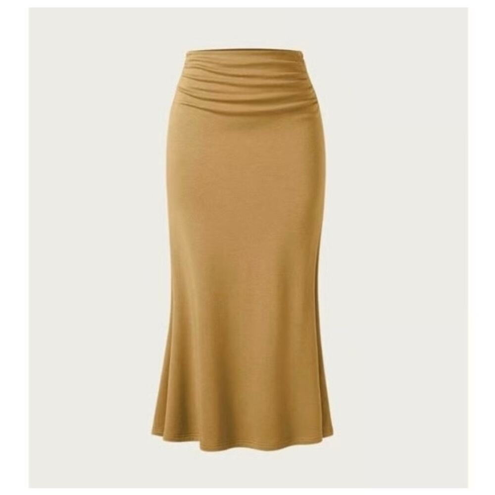 OGL Mermaid Maxi Skirt Ruched Side Thermal Golden Yellow Size Medium NEW